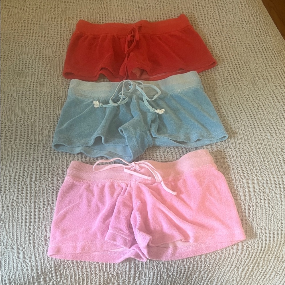 3 Pairs Hard Tail terry shirts size small - Red, Blue, Pink